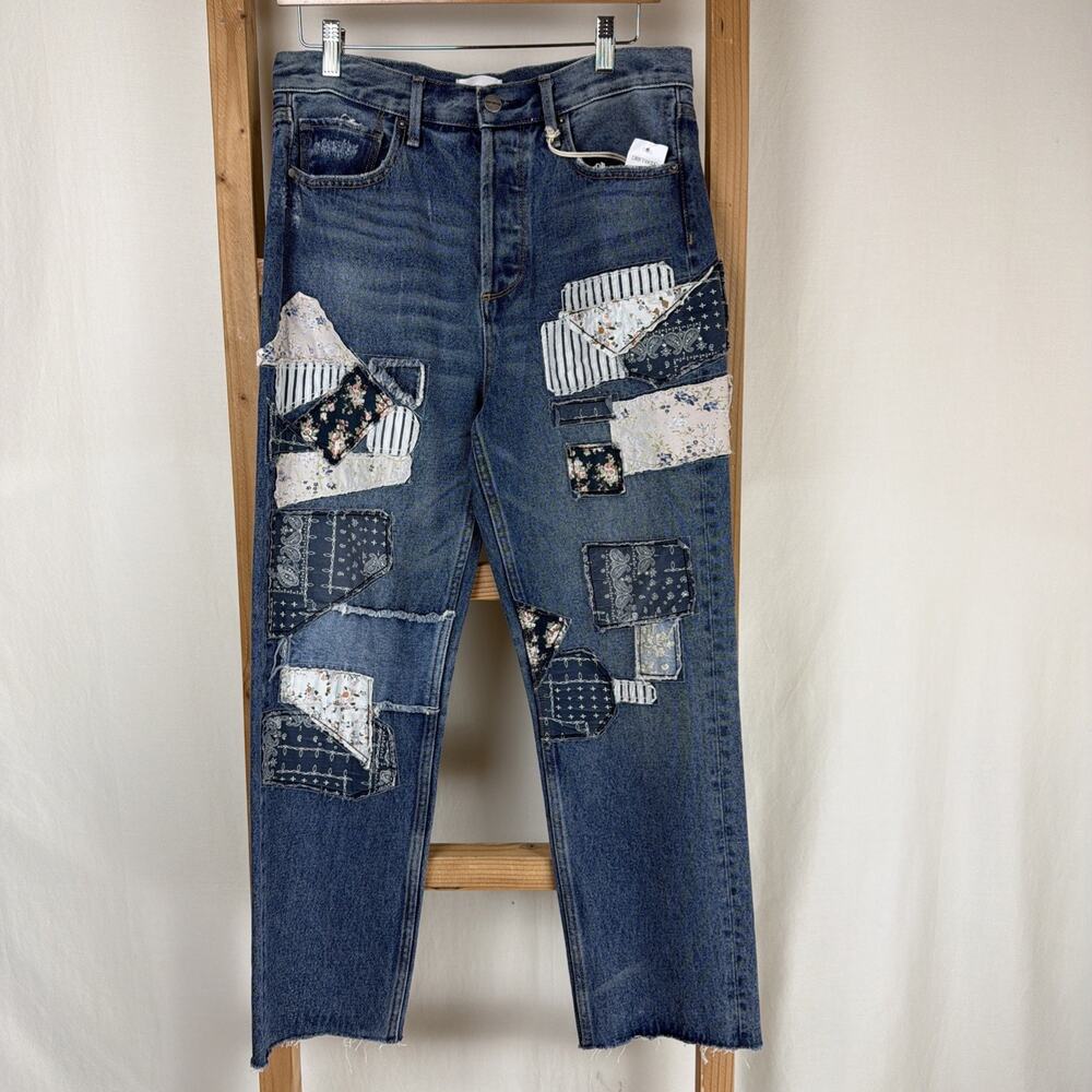 NWT Drifwood Mid-Wash W/ Blue Patch Design Jeans Womens 28 #0774